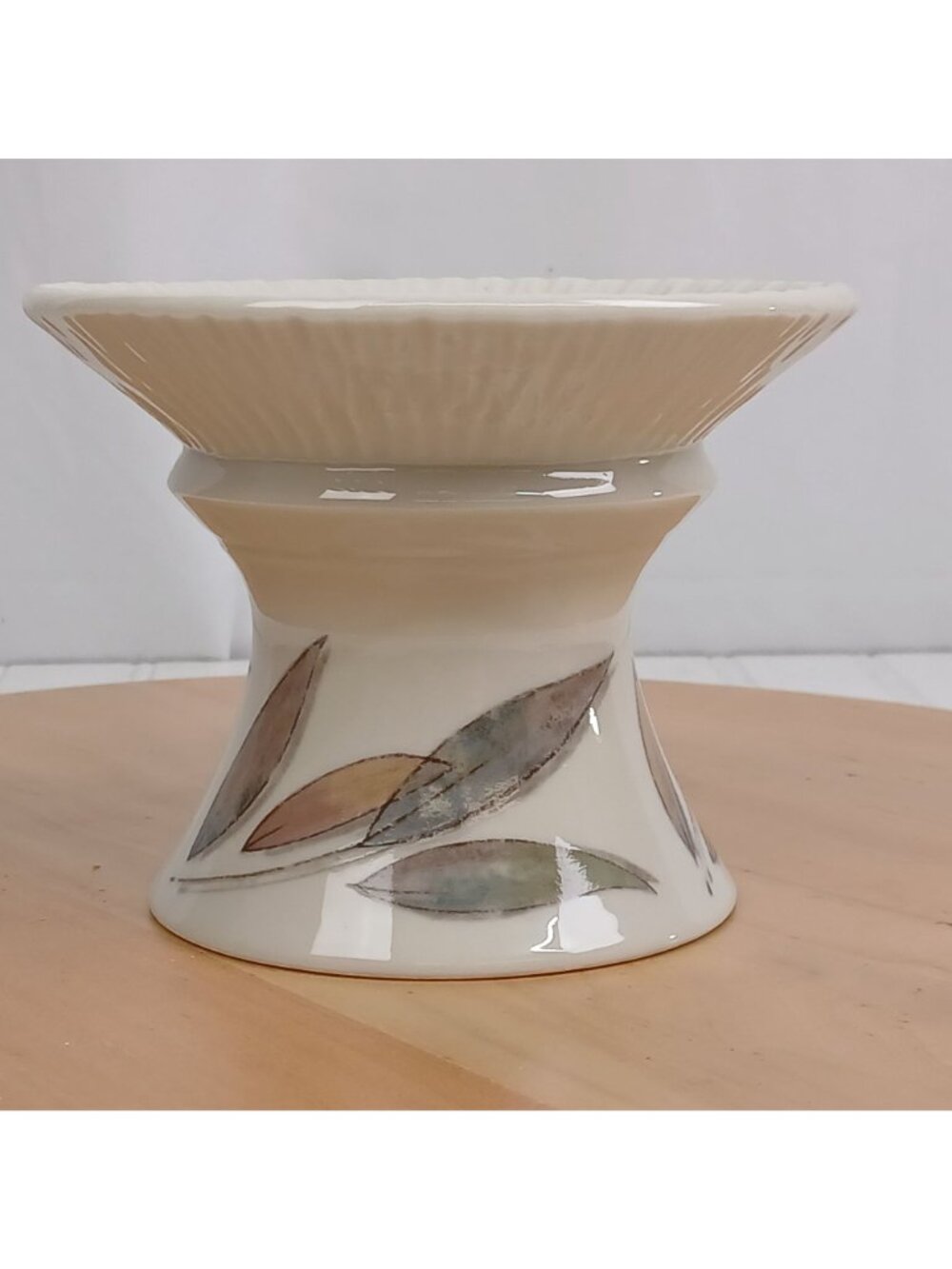 Lenox Pillar Candle Holder Natures Impressions Leaves Pattern Vintage 2000 USA